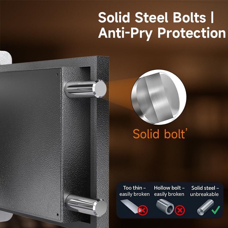 WeHere Safe Box with Smart Keypad Lock, Small Cash Drop Box, App/One-Time Password/Fixed Code/Spare Key Unlock, Safe Cabinet for Home, Office, Hotel Storage Gun, Money, Jewelry, 0.45 Cubic feet - Image 4